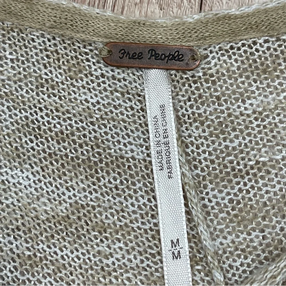 Free People High Low Melange Knit Linen Blend‎ Lightweight Sweater Size Medium